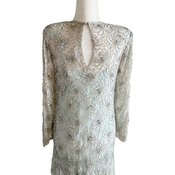 Vintage 1980’s Judith Ann Creations Beaded Gown Small Green - Picture 9 of 14